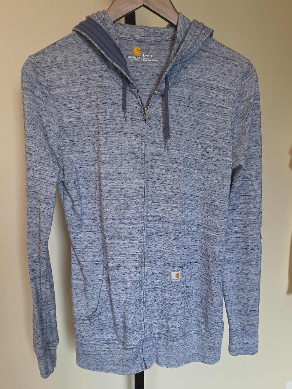 Carhartt Women's Heather Light Blue Zip-Up Hoodie